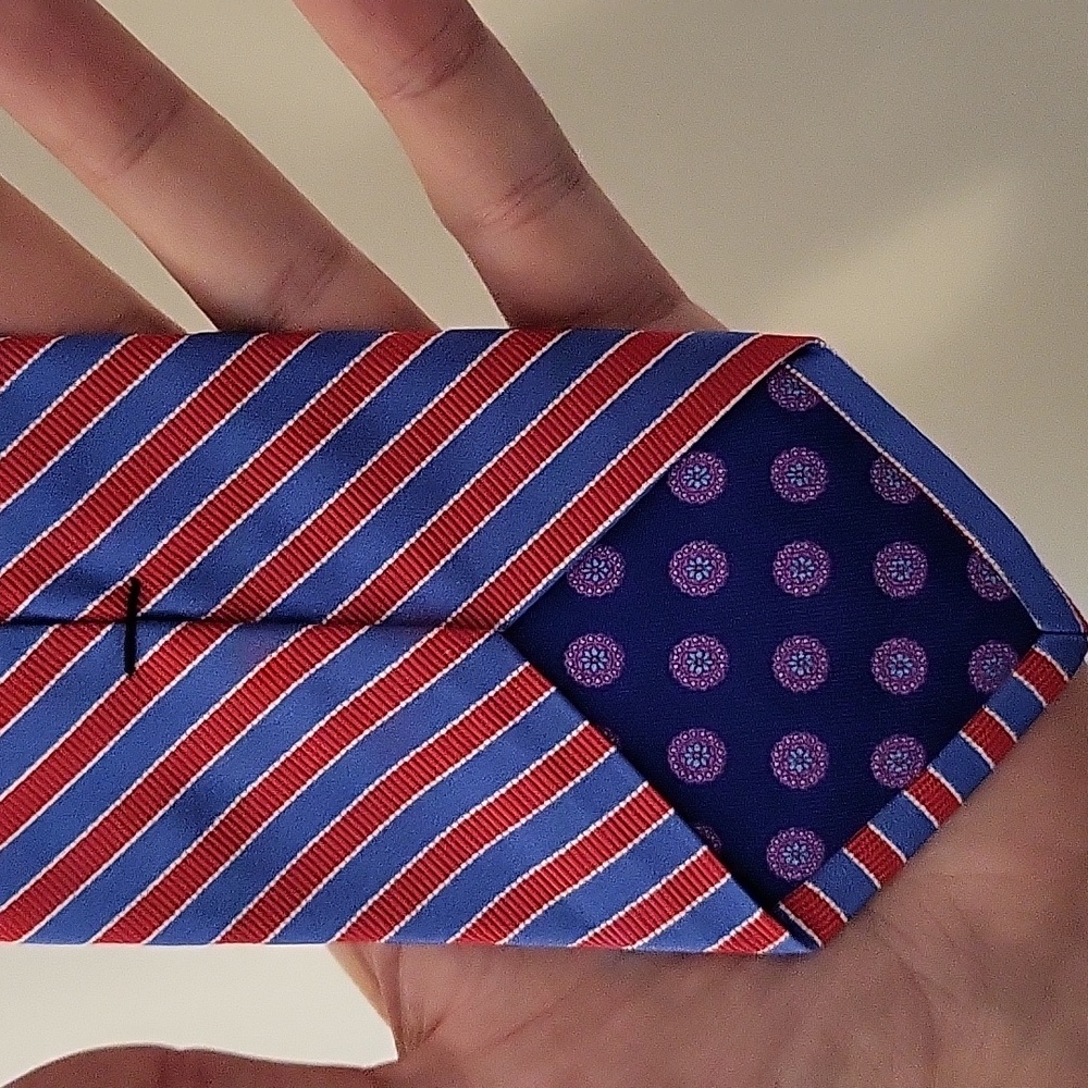 Men's Ted Baker Red/Blue Stripes Thin Tie š - Picture 4 of 12